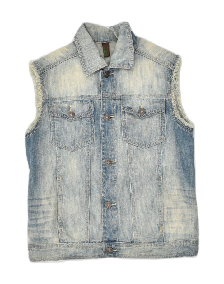 BENETTON Girls Denim Gilet 15-16 Years Blue Tie Dye Cotton | Vintage Benetton | Thrift | Second-Hand Benetton | Used Clothing | Messina Hembry 