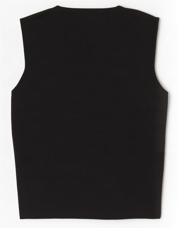 Zara Damen Crop Vest Top UK 8 Small Schwarz Polyester