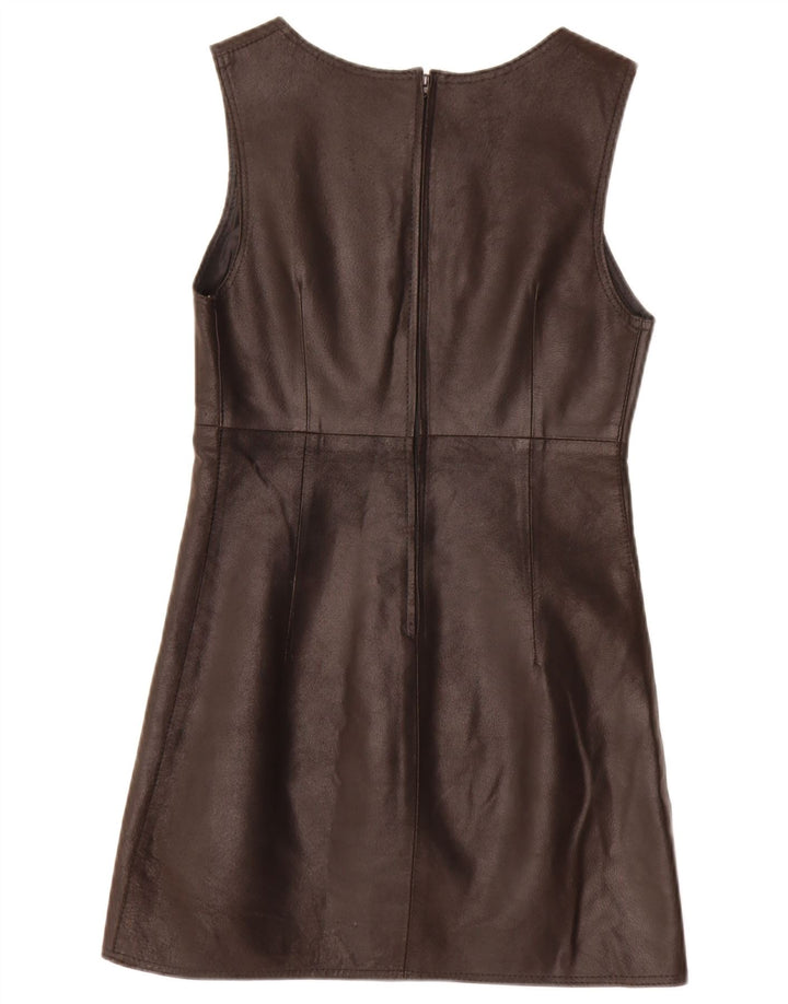 Vintage Womens Sleeveless Leather Sheath Dress IT 42 Medium Black