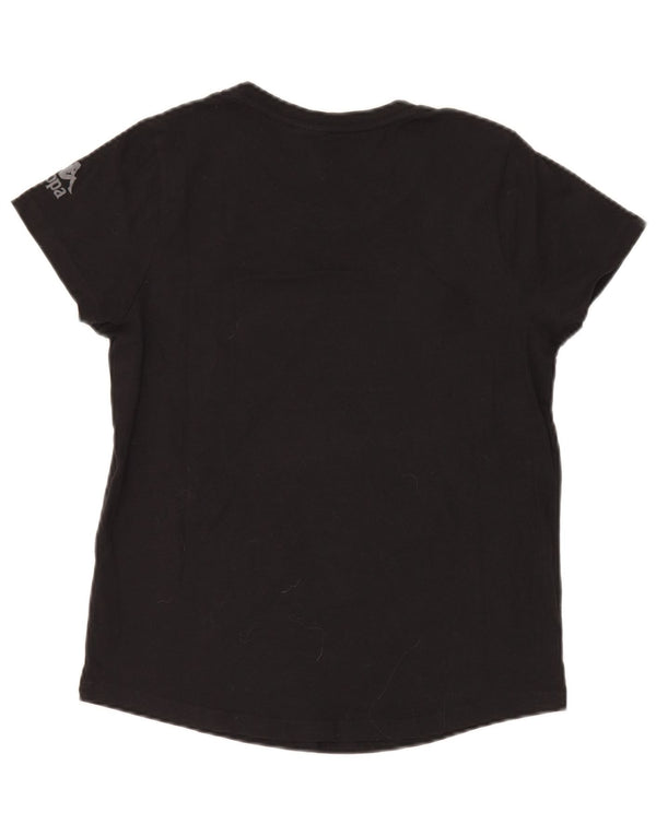 T-shirt grafica da donna Kappa Top UK 12 medio nero cotone