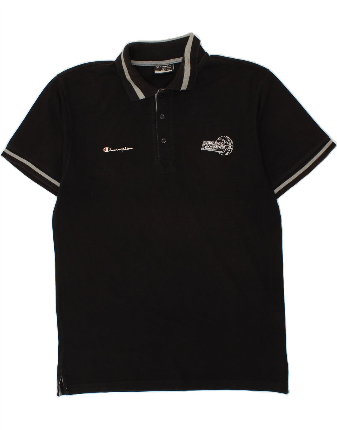 CHAMPION Mens Polo Shirt Large Black Cotton Vintage Champion and Second-Hand Champion from Messina Hembry 