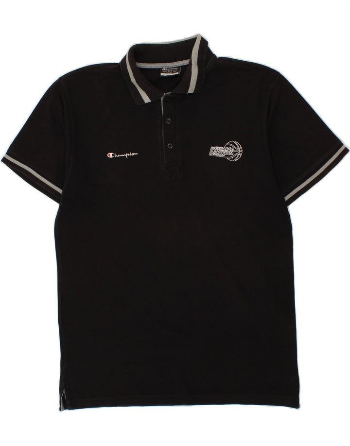 CHAMPION Mens Polo Shirt Large Black Cotton Vintage Champion and Second-Hand Champion from Messina Hembry 