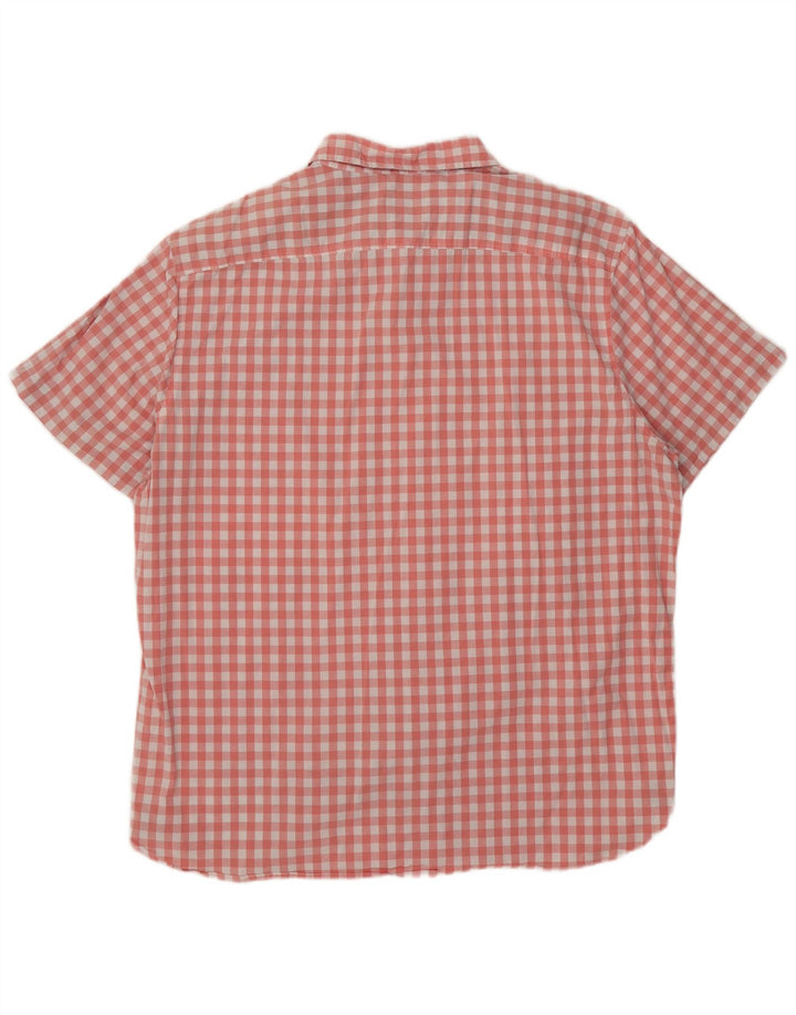 Lee Mens Stretch Short Sleeve Regular Fit Shirt 2XL Pink Gingham Cotton