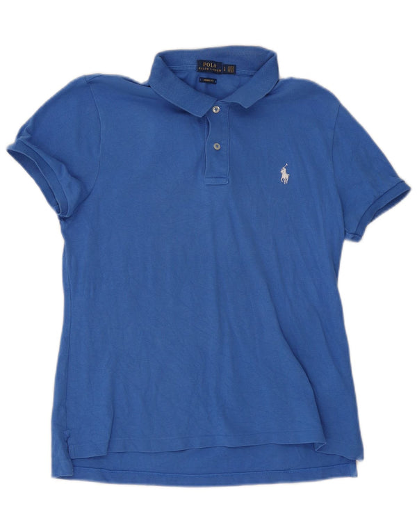 Cămașă Skinny Fit Polo Ralph Lauren pentru femei UK 14, mare, albastru, bumbac