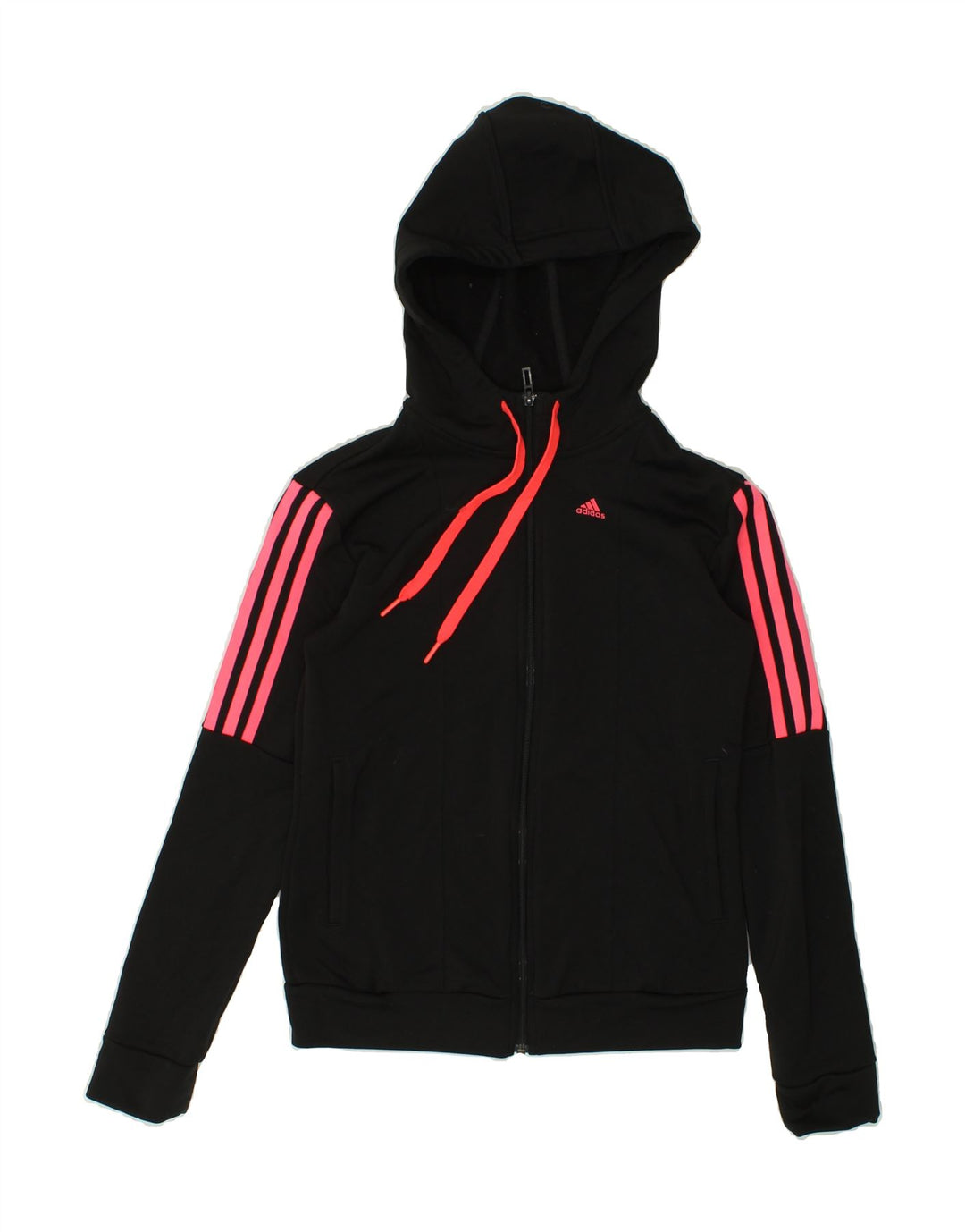 ADIDAS Womens Zip Hoodie Sweater UK 8 Small Black Polyester Vintage Adidas and Second-Hand Adidas from Messina Hembry 
