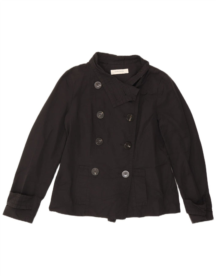 Zara Womens Short Pea Coat UK 18 XL Black Cotton