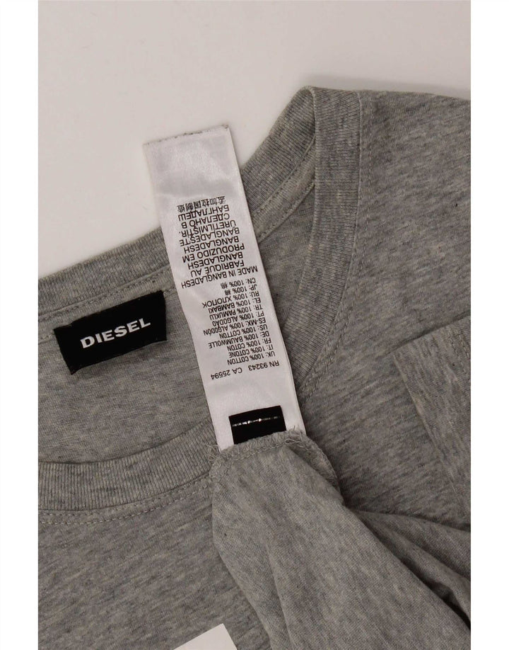 Diesel Mens Graphic T-Shirt Top Large Grey Cotton