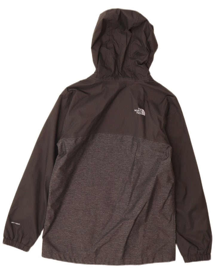 The North Face Boys Hooded Rain Jacket 9-10 Years Medium Grey Colourblock