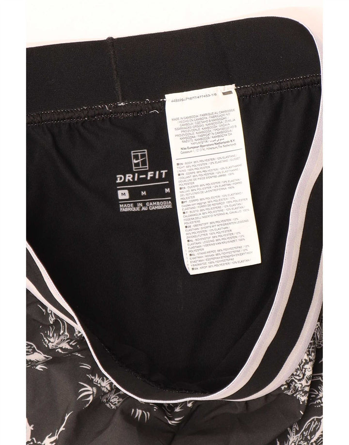 Nike Womens Dri Fit Graphic Sport Shorts UK 14 Medium Black Polyester