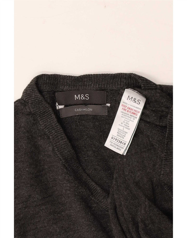 Maglione da uomo con scollo a V Marks & Spencer grande acrilico grigio