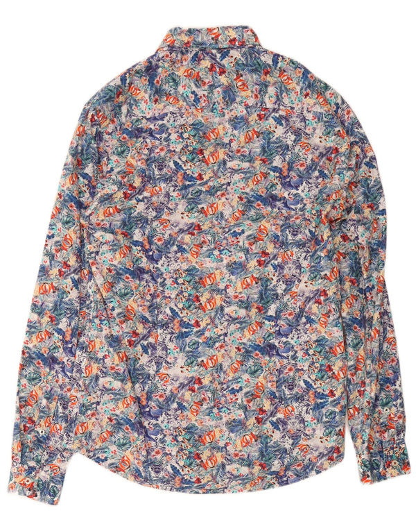 Zara Slim-Fit-Hemd für Herren, mittelgroß, mehrfarbig, Blumenmuster, Baumwolle