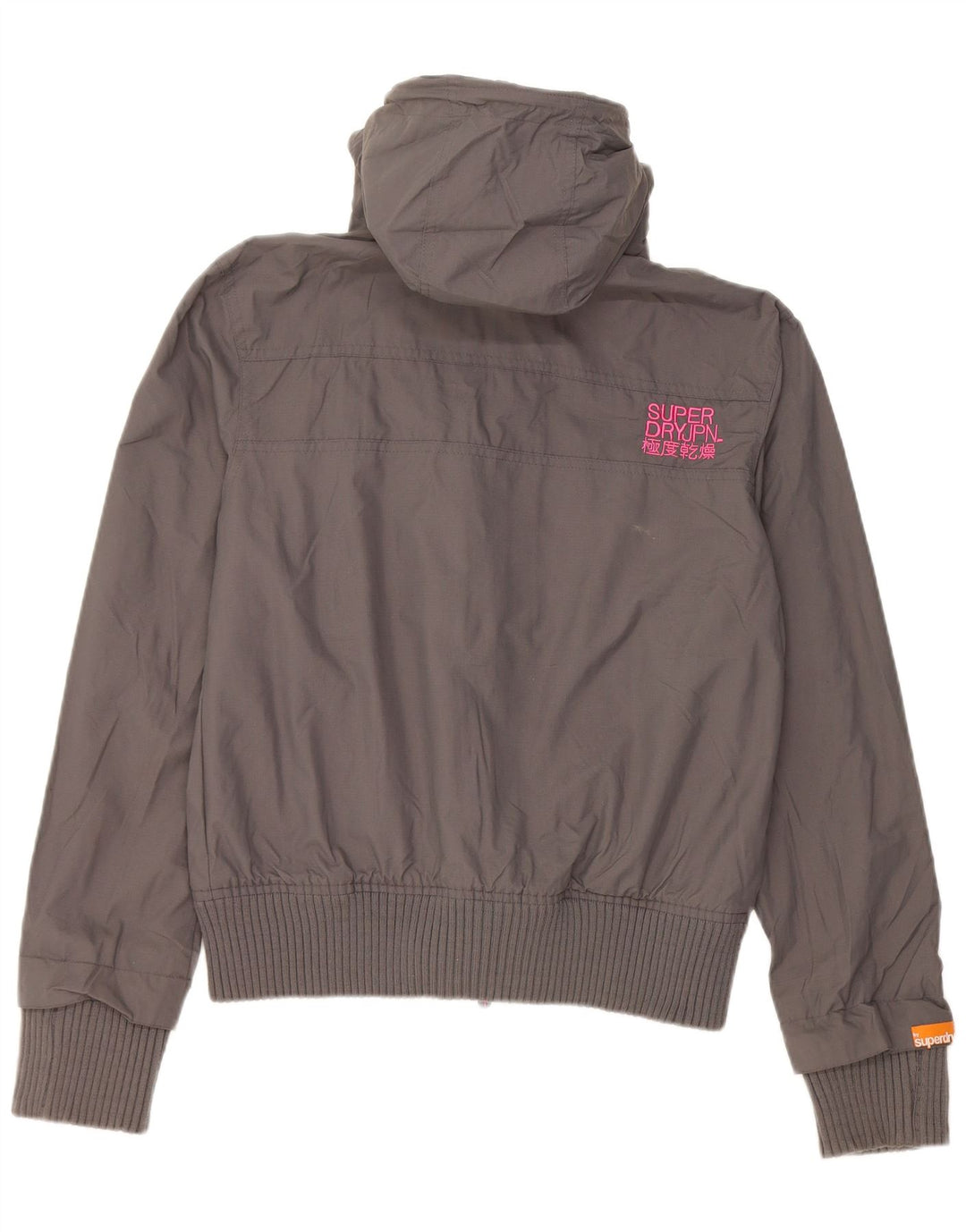 Superdry Womens Hooded Rain Jacket UK 16 Large Grey Nylon