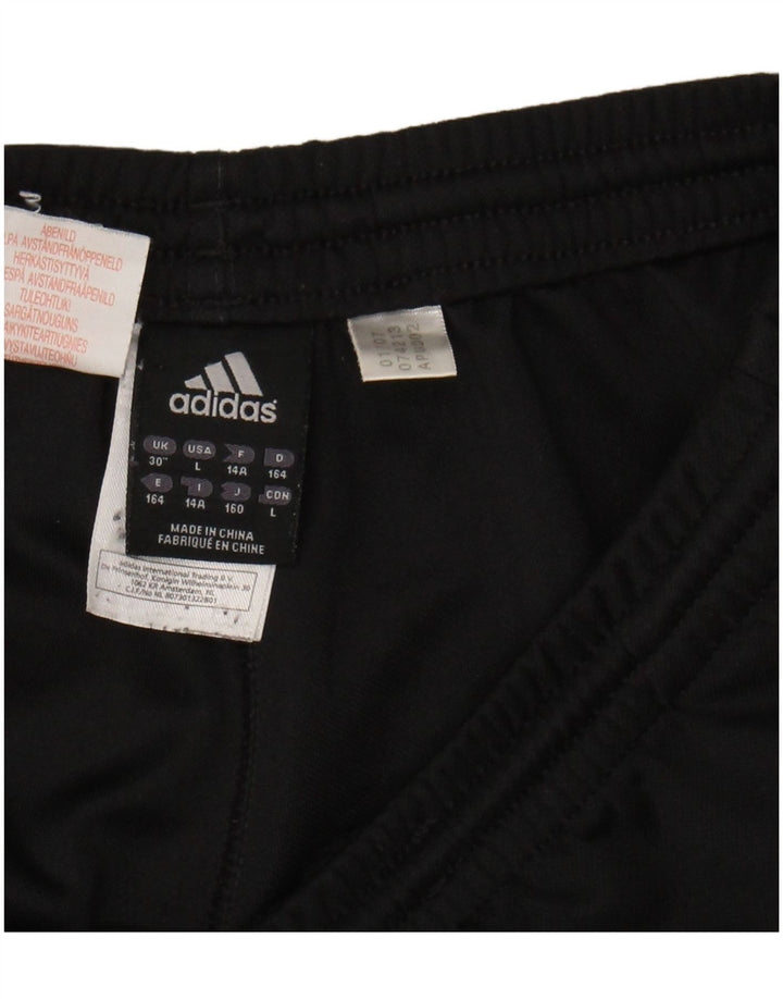 ADIDAS Boys Climalite Tracksuit Trousers 13-14 Years Black Polyester