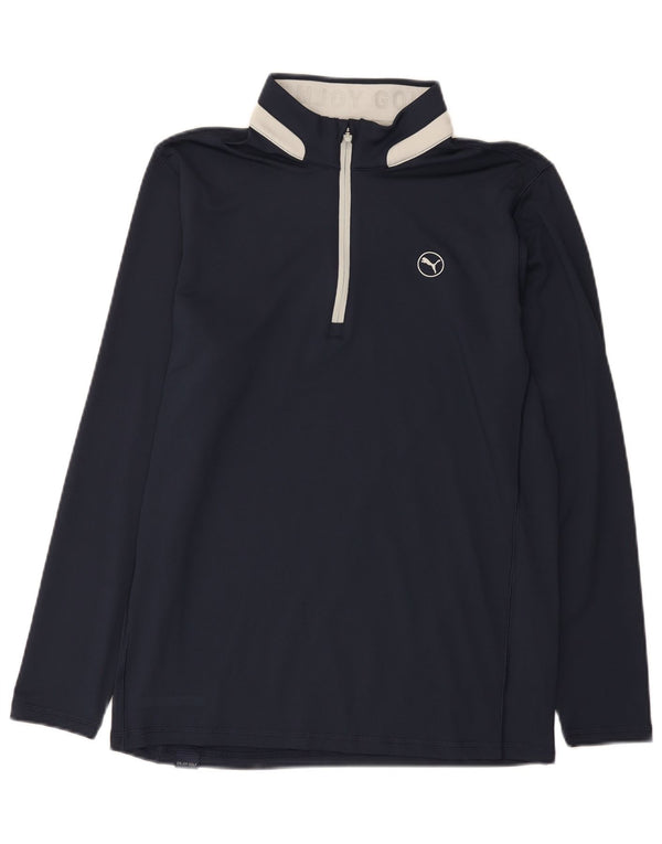 Puma Haut à col zippé à manches longues pour homme Bleu marine moyen Polyester