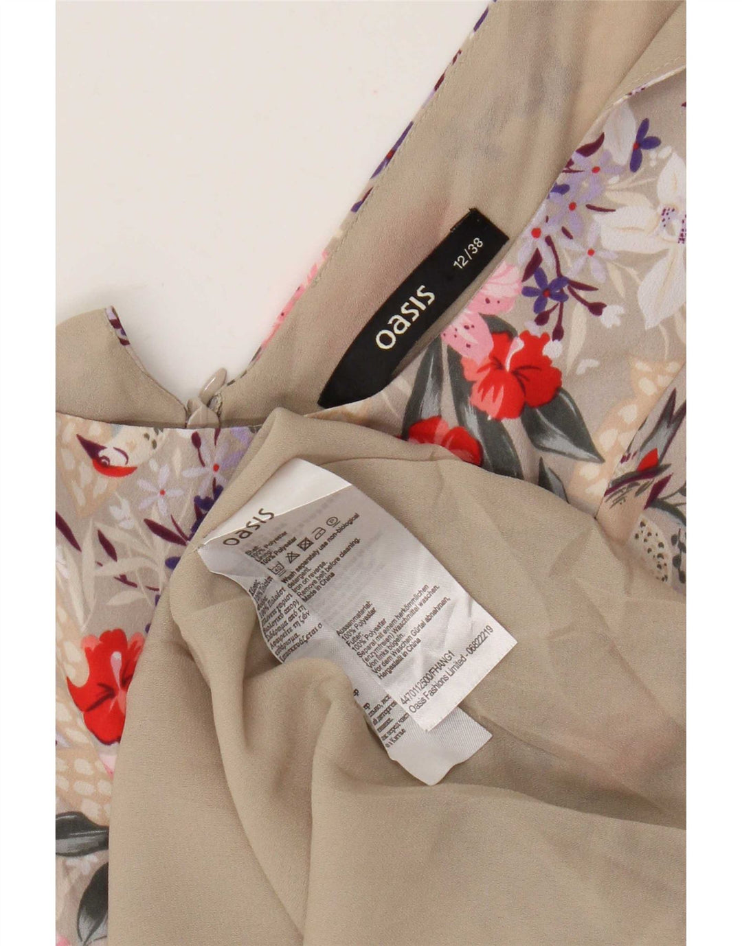 Oasis Womens Sundress UK 12 Medium Beige Floral Polyester