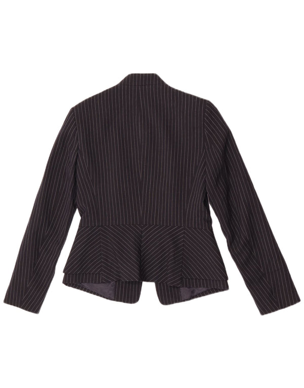 Zara Γυναικείο Open Blazer Jacket UK 8 Small Navy Blue Pinstripe