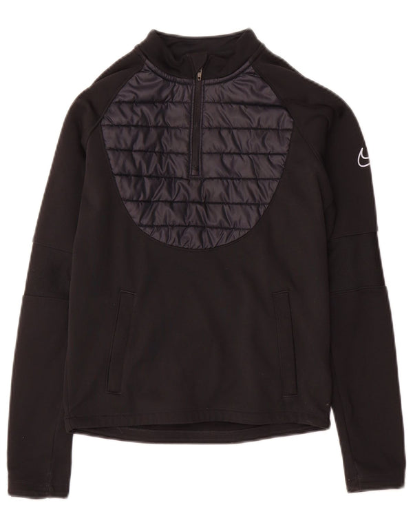 Nike Boys Therma-Fit Pullover med lynlås-hals træningsdragt Top 8-9 år lille Sort
