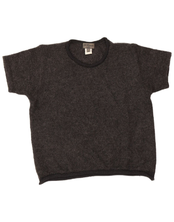 Les Copains Girls Crop Crew Neck Jumper Sweater 15-16 Years Grey