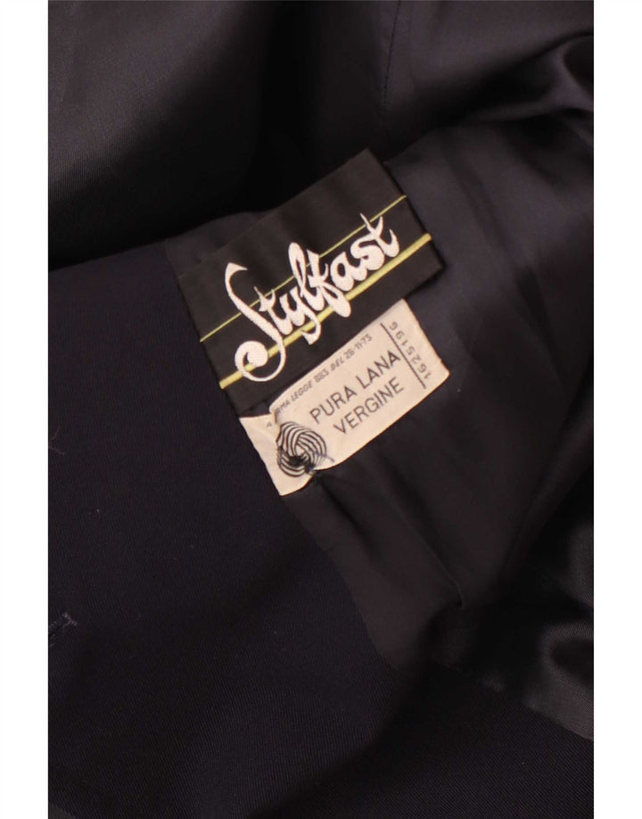 Vintage Mens Double Breasted Coat UK 36 Small Navy Blue Wool