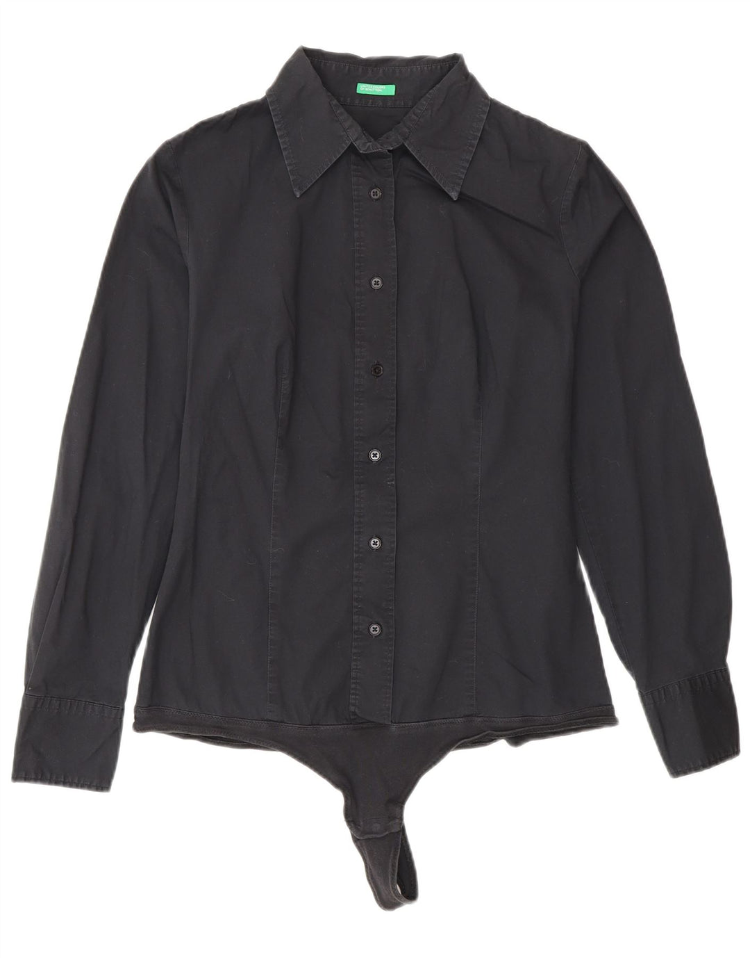 Benetton Womens Shirt Bodysuit UK 14 Medium Black