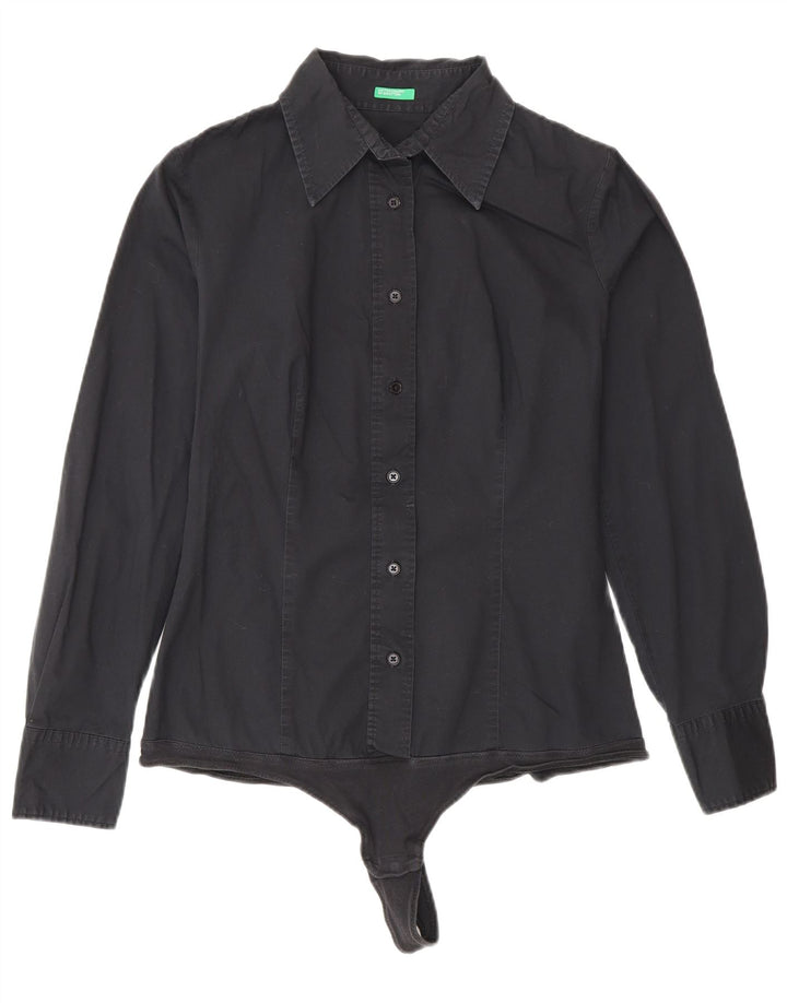 Benetton Womens Shirt Bodysuit UK 14 Medium Black