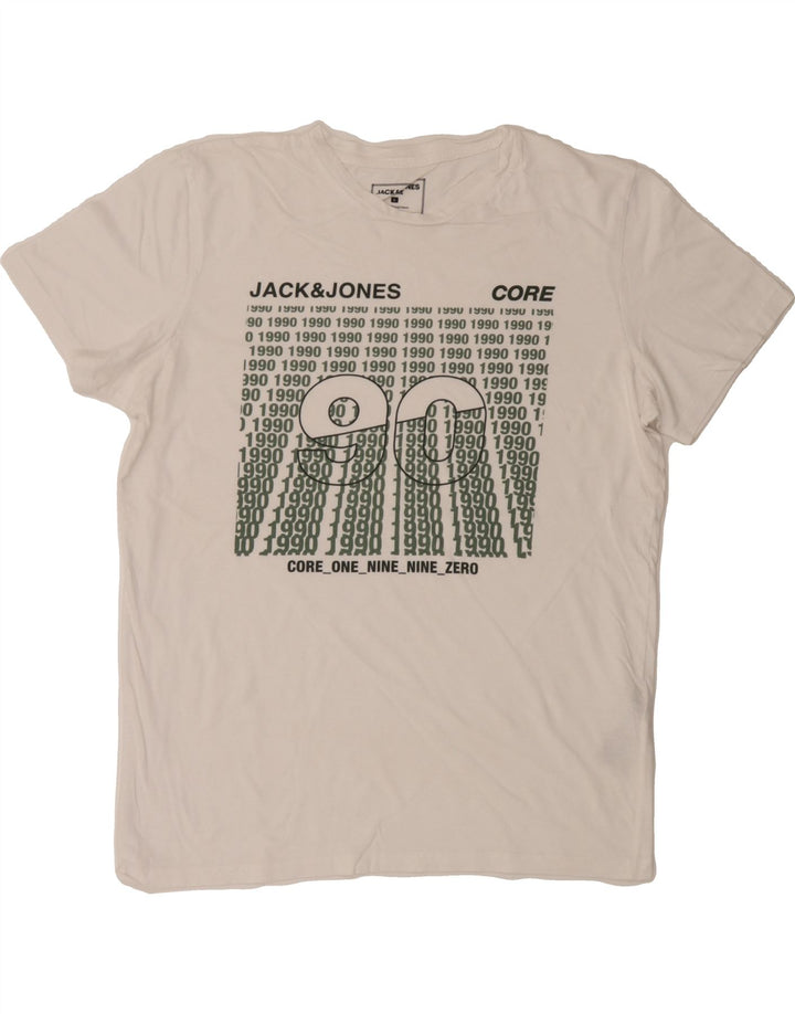 JACK & JONES Mens Core Graphic T-Shirt Top Large White Cotton Vintage Jack & Jones and Second-Hand Jack & Jones from Messina Hembry 