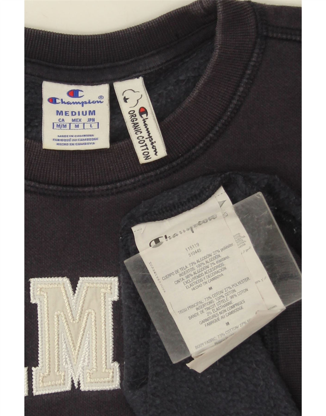 Champion Herre Grafisk Sweatshirt Jumper Medium Navyblå Bomuld