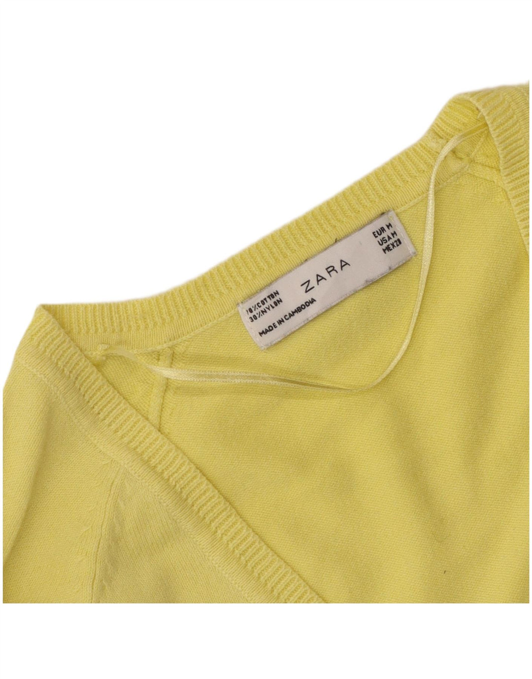 Zara Womens Cardigan Sweater UK 12 Medium Yellow Cotton