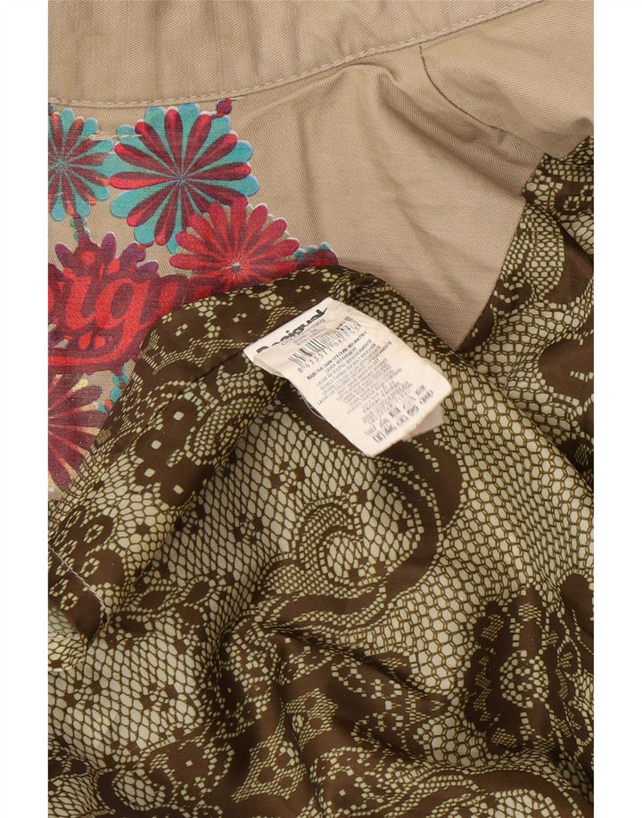 Desigual damski dwurzędowy trencz EU 38 w kolorze średniego beżu w kwiaty
