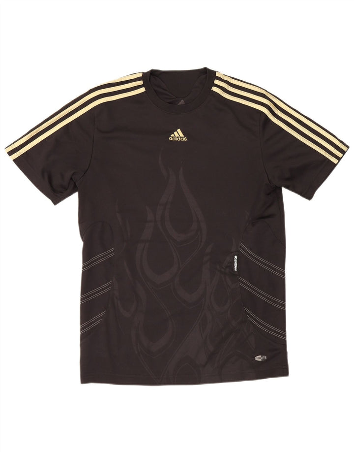 Adidas Mens Abstract Pattern T-Shirt Top Small Black Polyester