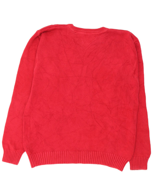 Tommy Hilfiger Mens Crew Neck Jumper Sweater XL Red Cotton