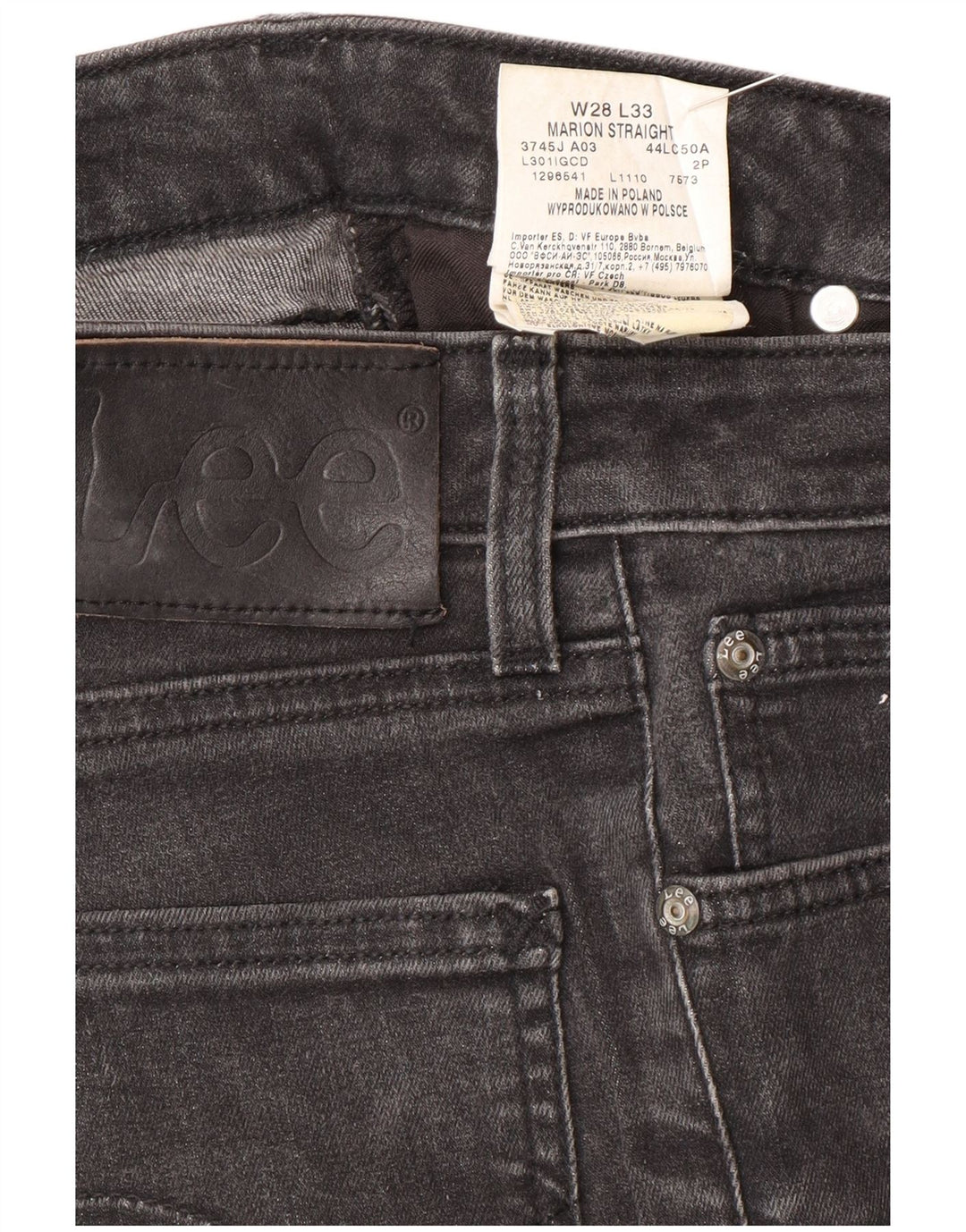 Lee Womens Marion Straight Jeans W28 L33 Grey Cotton