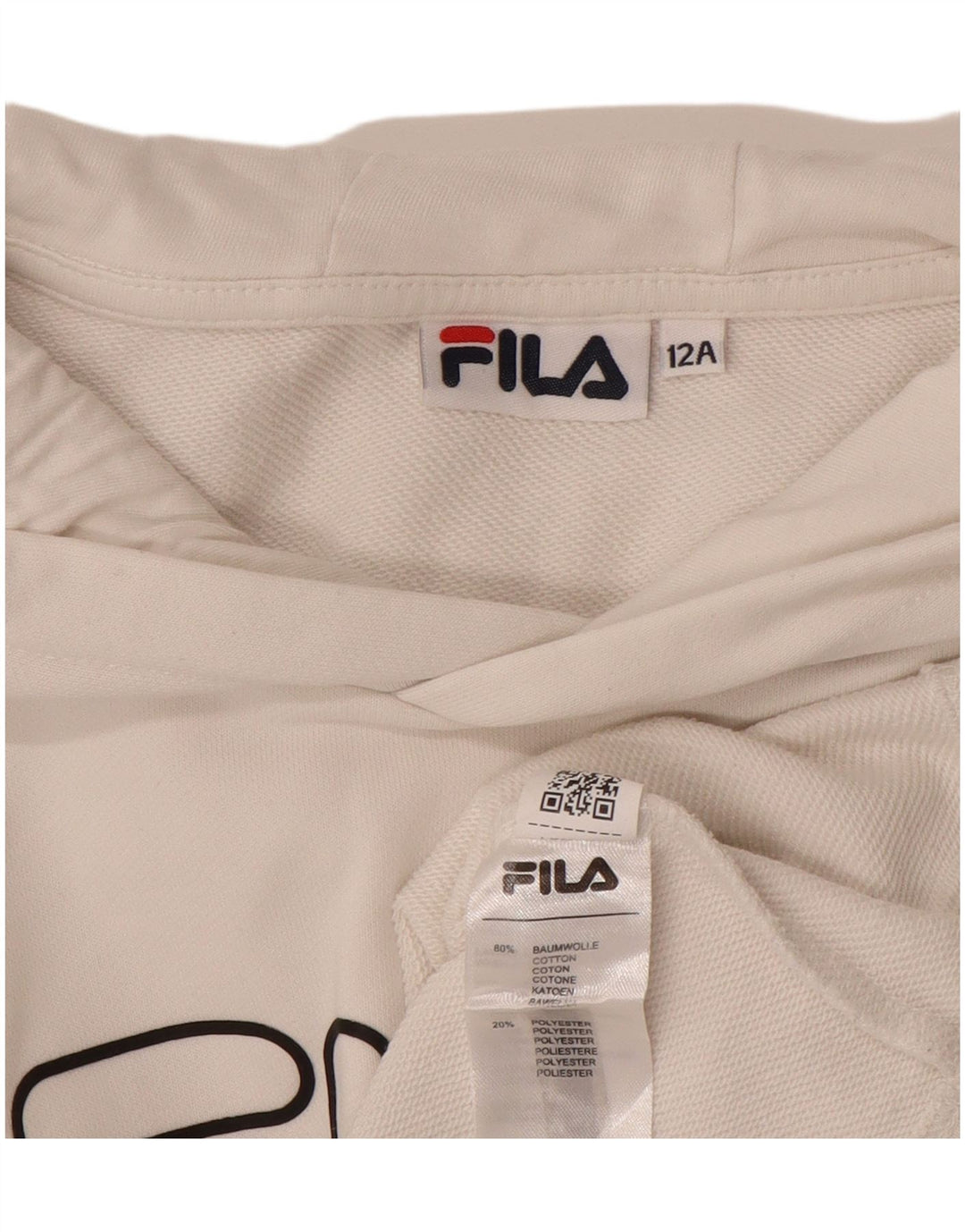 FILA Suéter feminino com capuz e corte gráfico 11-12 anos em algodão branco