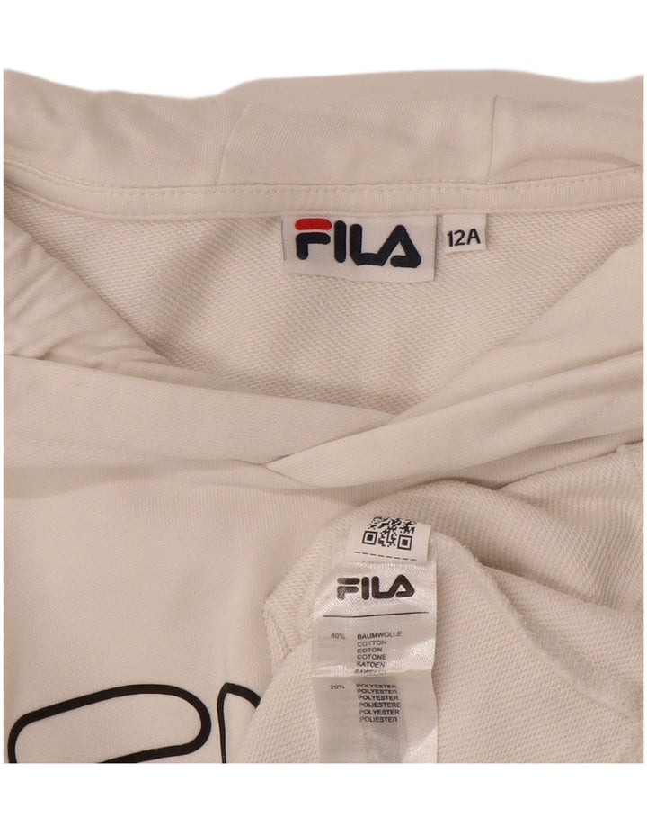 FILA Suéter feminino com capuz e corte gráfico 11-12 anos em algodão branco