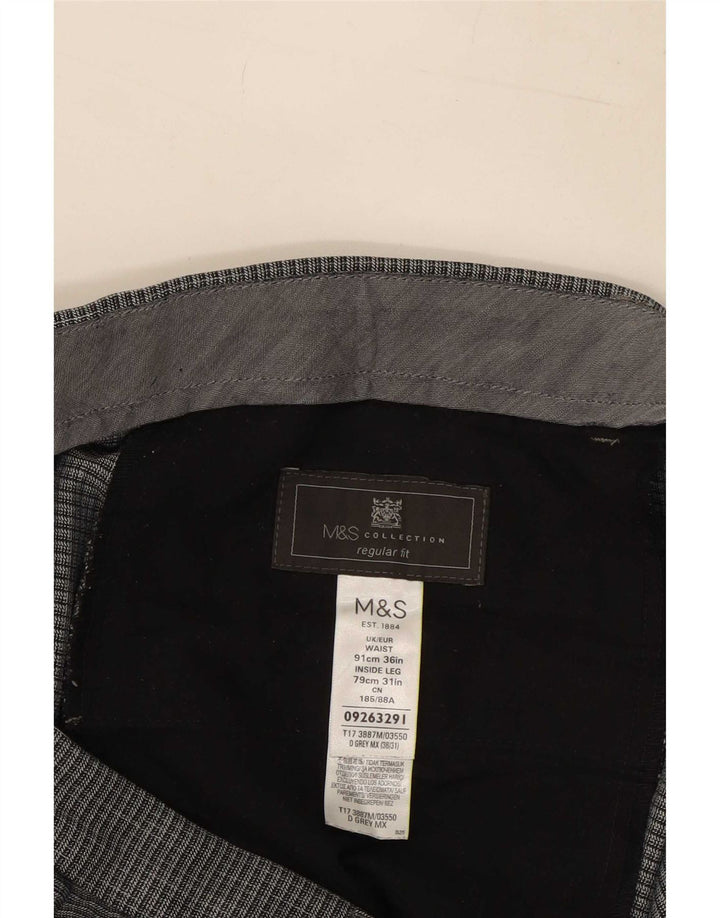 Marks & Spencer Mens Regular Fit Suit Trousers W36 L31 Grey Polyester
