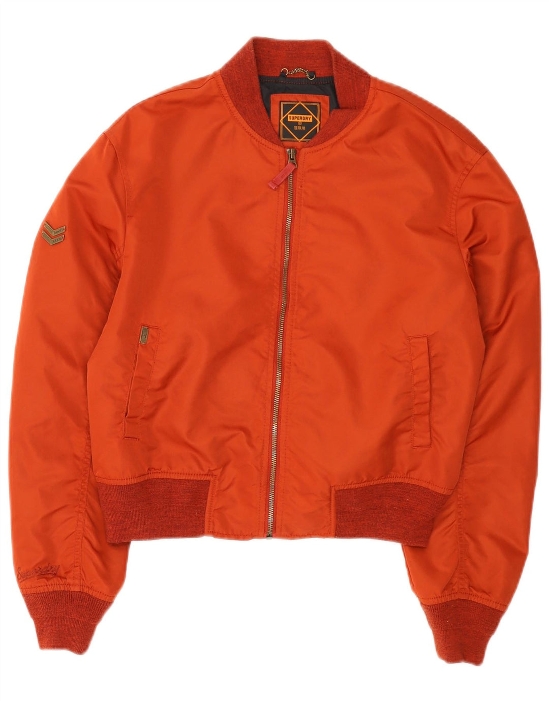 Женский бомбер оверсайз Superdry UK 8, маленький красный нейлон