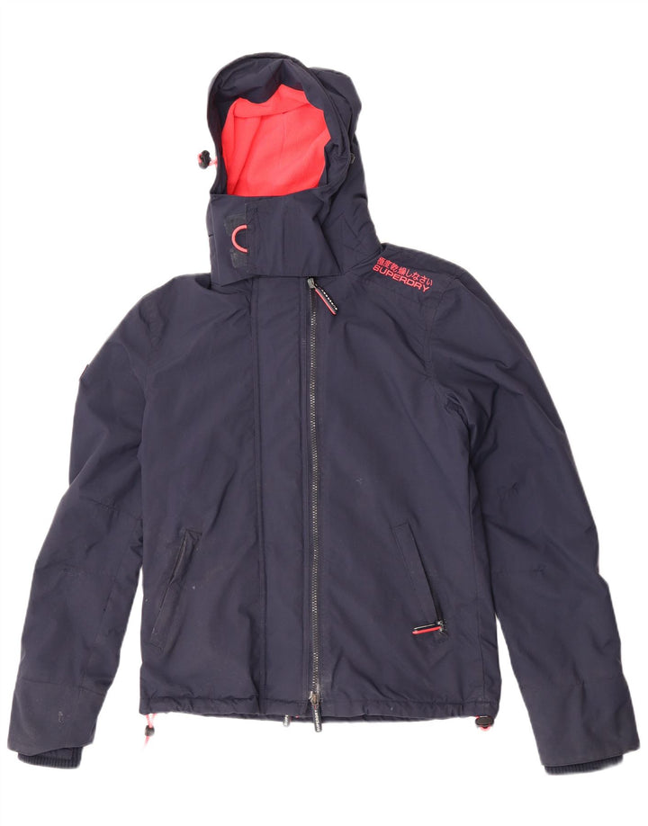 Superdry Womens Graphic Windbreaker Jacket UK 10 Small Navy Blue