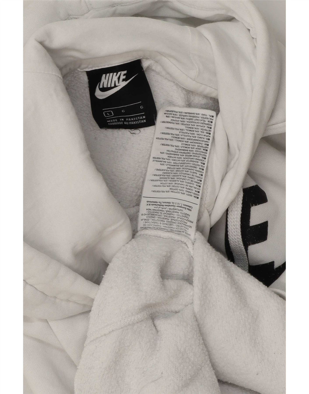 Nike Mens Graphic Hoodie Jumper Large White Cotton