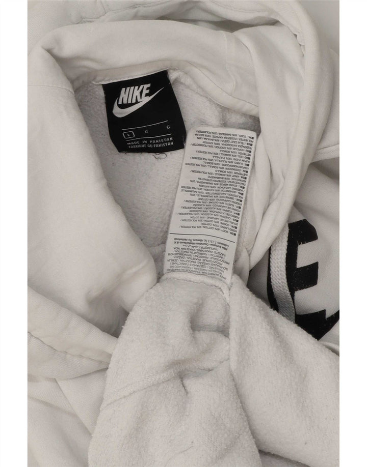 Nike Mens Graphic Hoodie Jumper Large White Cotton