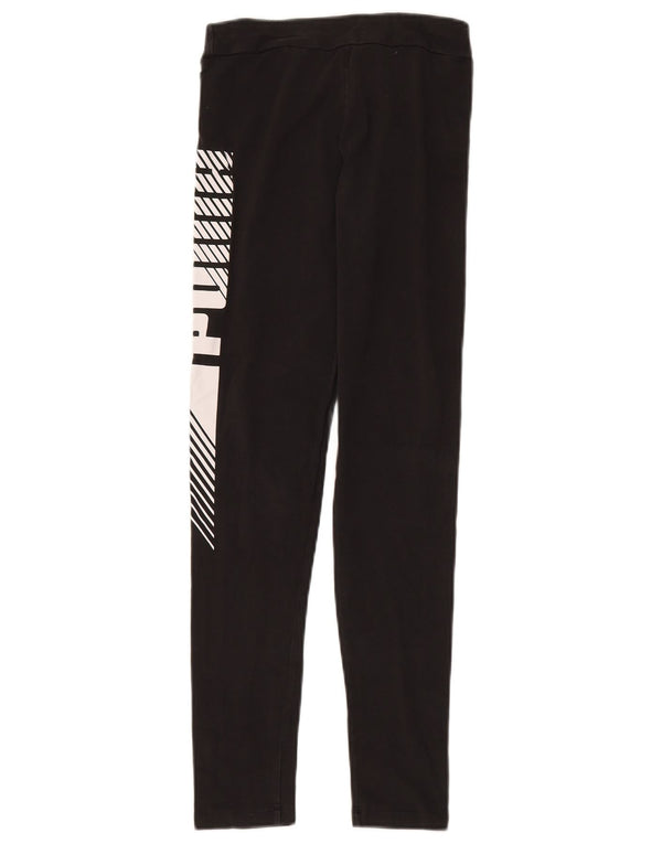 Puma Mädchen-Grafik-Leggings, 13–14 Jahre, schwarze Baumwolle