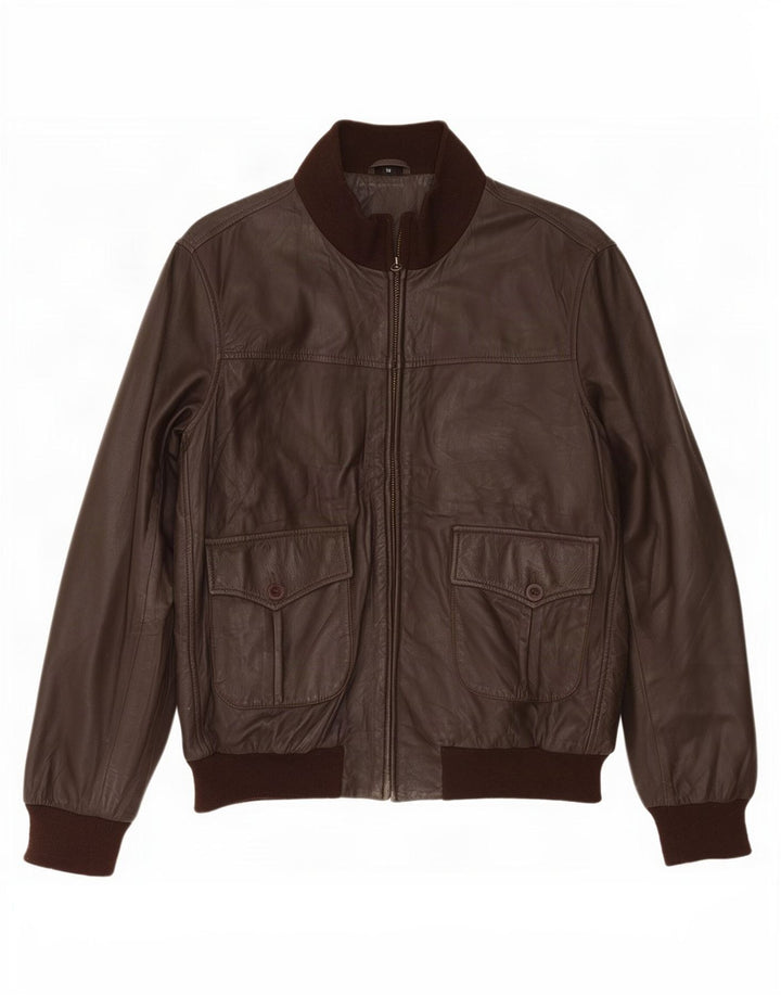 Giacca in pelle vintage da uomo UK 40 grande marrone