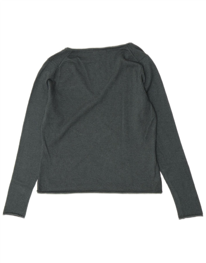 Slam Damen-Pullover mit V-Ausschnitt, UK 12, mittelgrüne Wolle