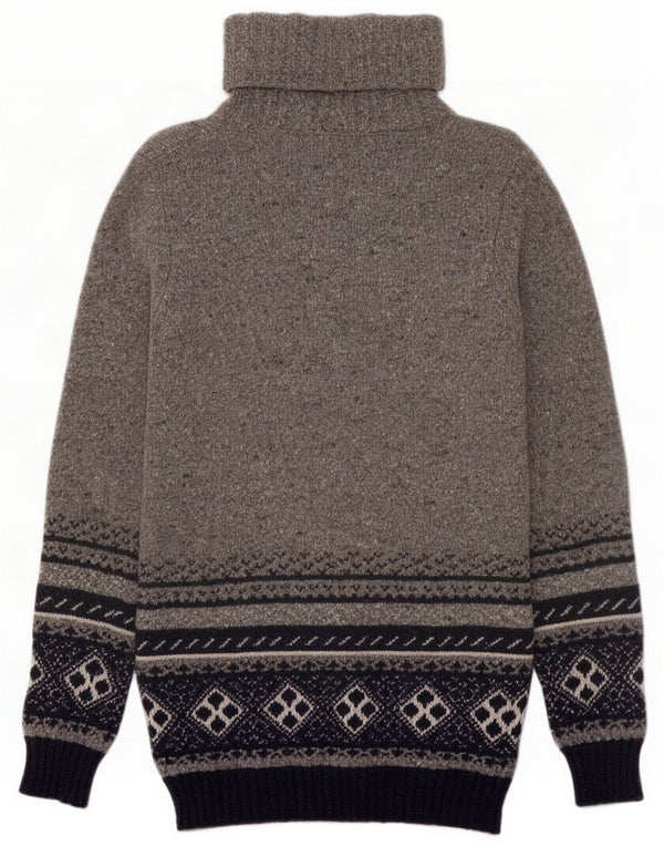 Benetton Maglione maglione a collo alto da donna UK 16 Grigio medio floreale