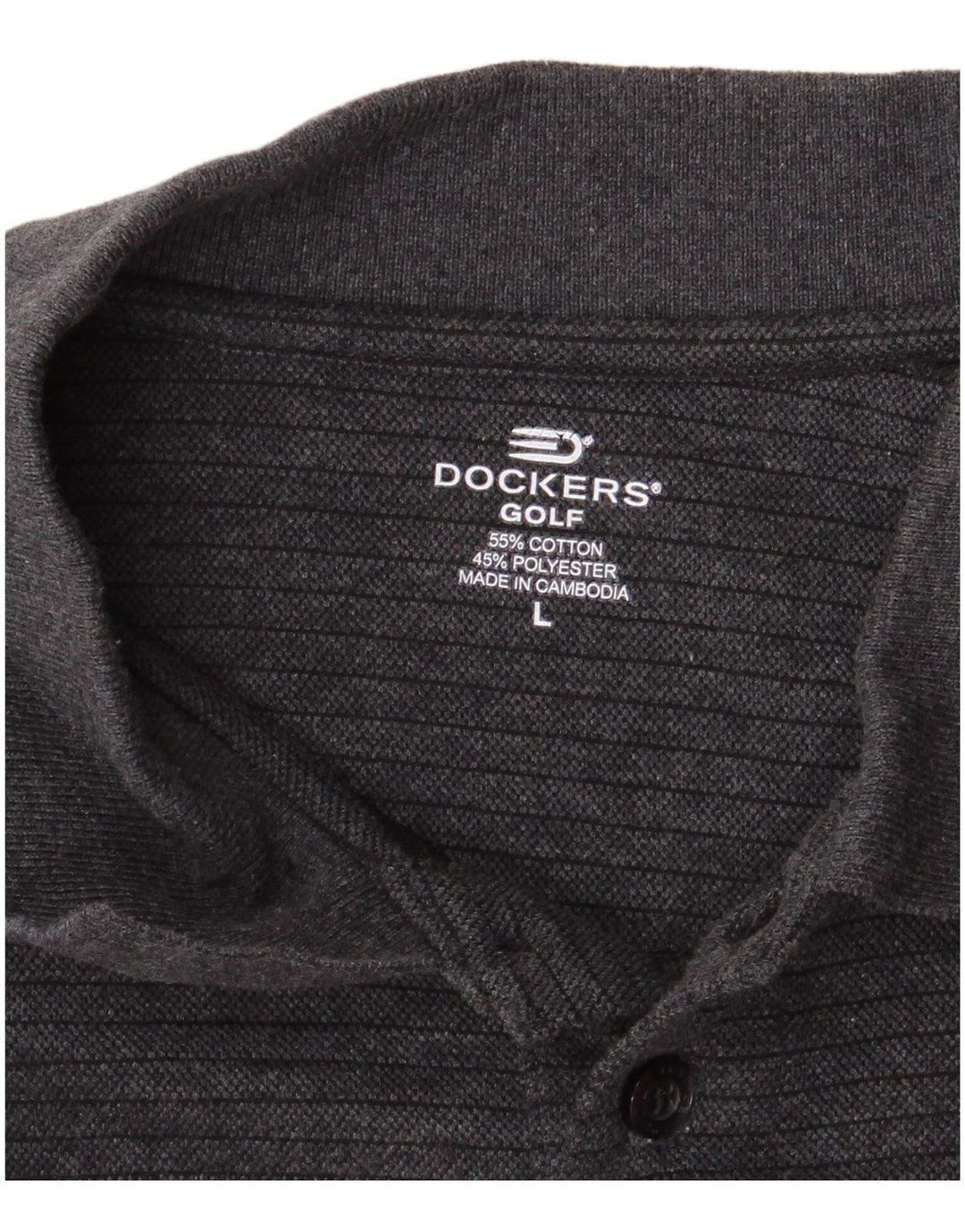DOCKERS Mens Golf Polo Shirt Large Grey Striped Cotton