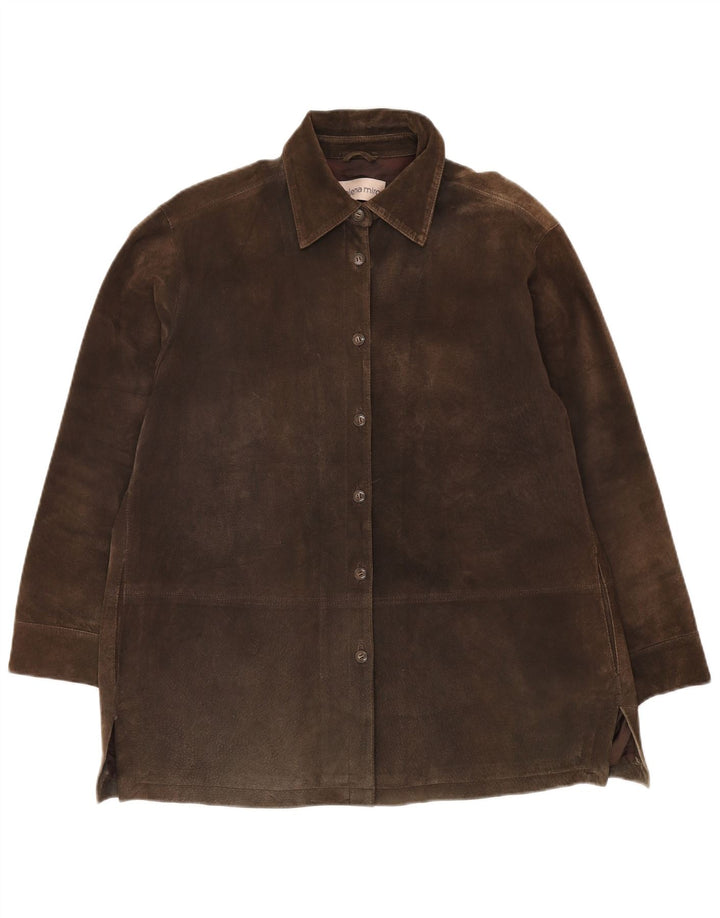 ELENA MIRO Veste en daim surdimensionnée pour femme UK 14 Grand cuir marron