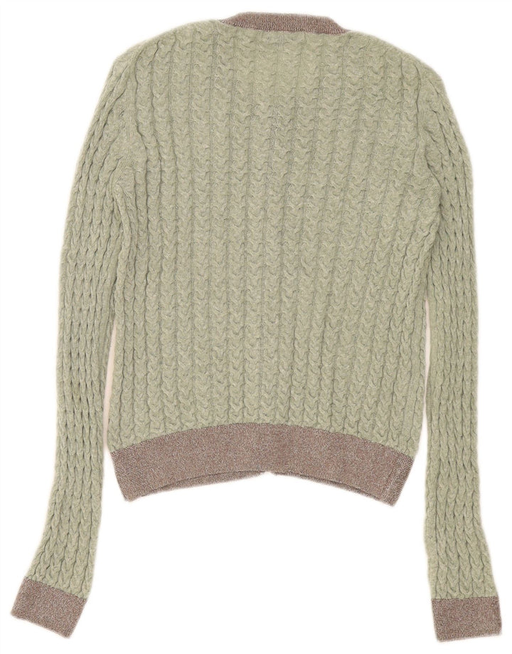 Zara Womens Cardigan Sweater UK 12 Medium Green Colourblock