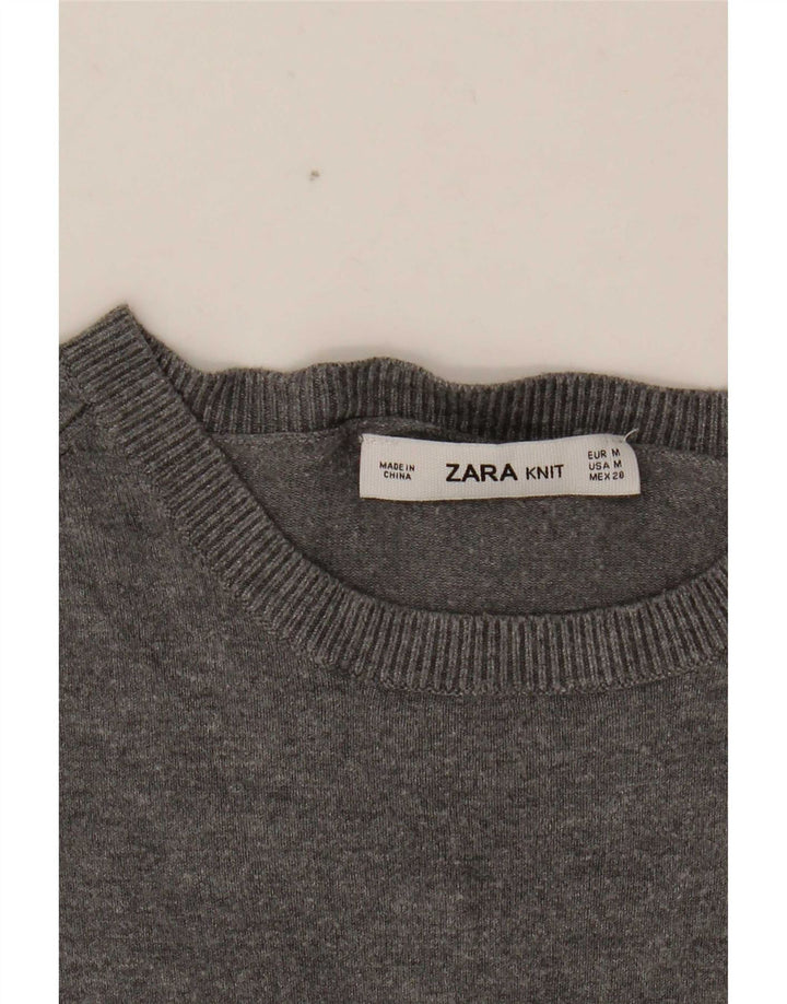 Zara Womens Boat Neck Jumper Sweater UK 12 Medium Grey Flecked