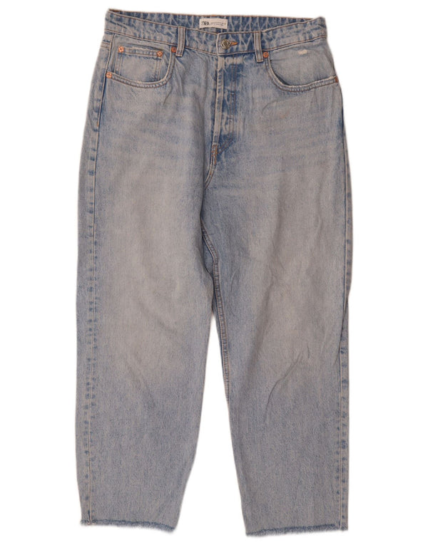 Zara Womens Crop High Waist Tapered Jeans EU 44 XL W34 L26 Blue