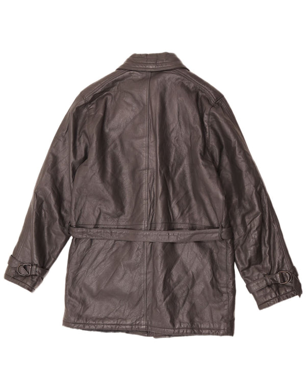 Jaqueta de couro masculina vintage UK 36 pequena cinza
