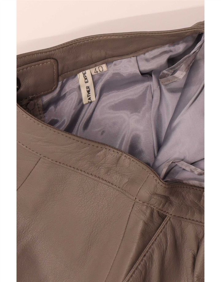 Vintage Damen Midi Lederrock EU 40 Medium W28 Braun